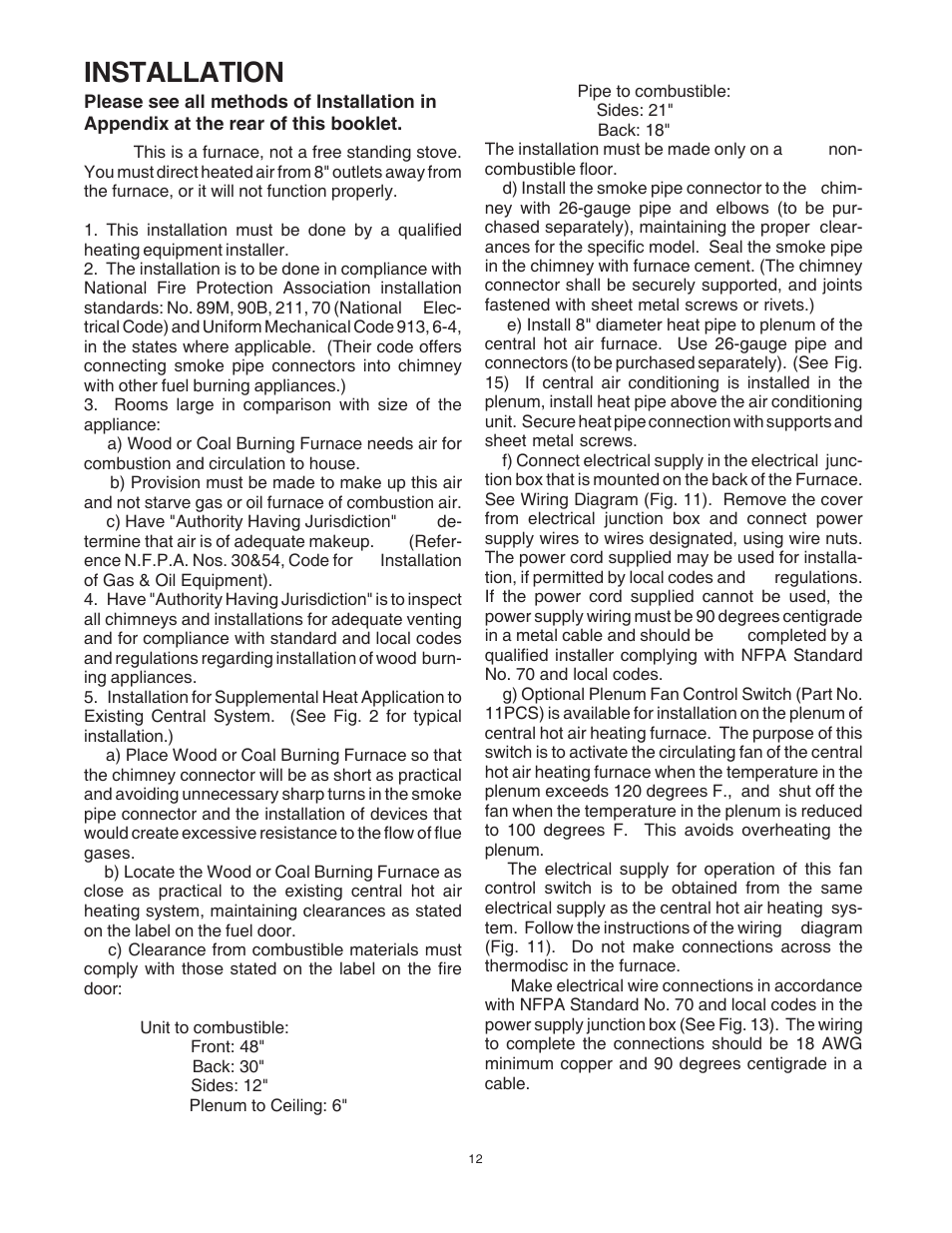 Installation | United States Stove Company 1557M User Manual | Page 12 / 28