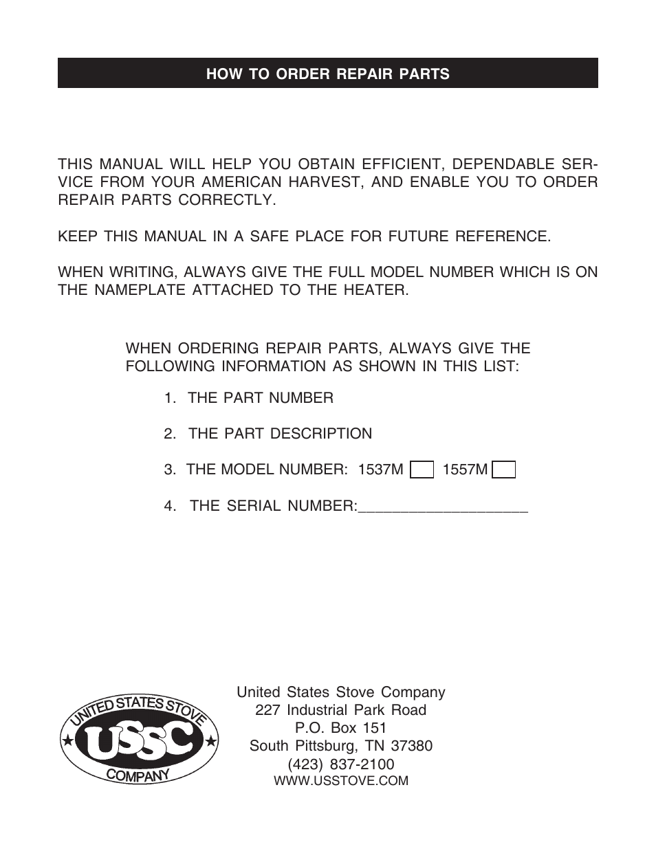 United States Stove Company 1557M User Manual | Page 28 / 28