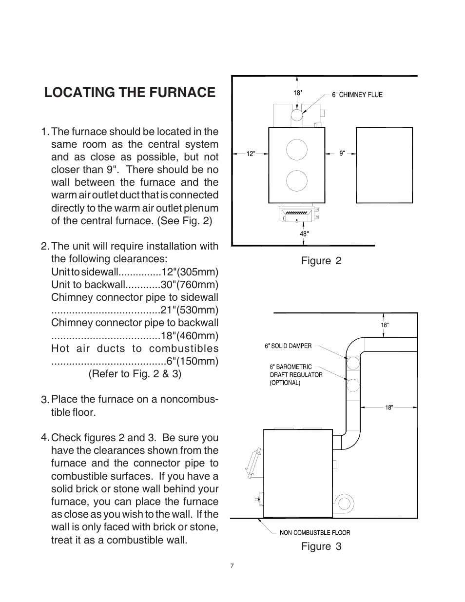 Locating the furnace | United States Stove Company 1557M User Manual | Page 7 / 28