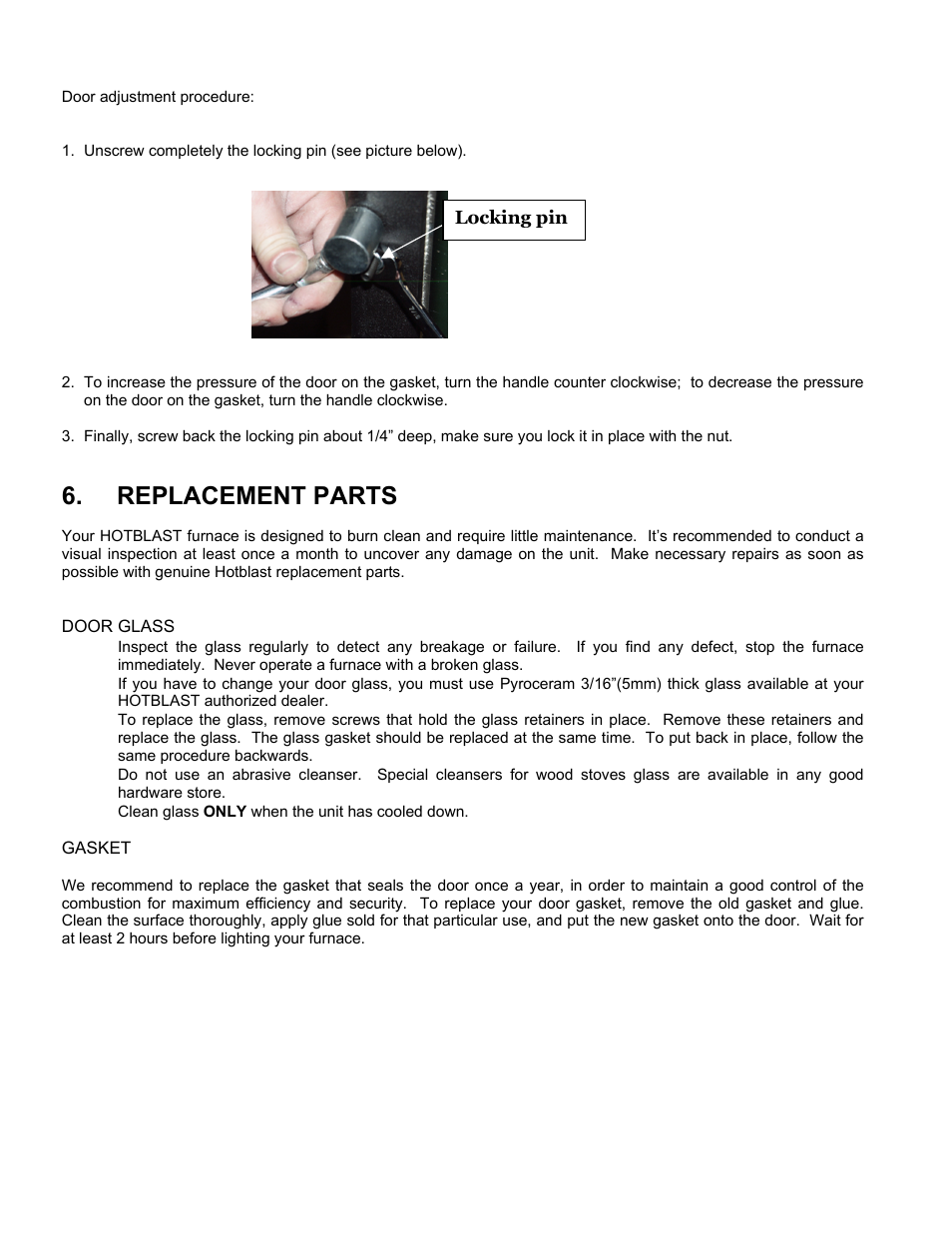 Replacement parts | United States Stove Company HOTBLAST 1950 User Manual | Page 15 / 20