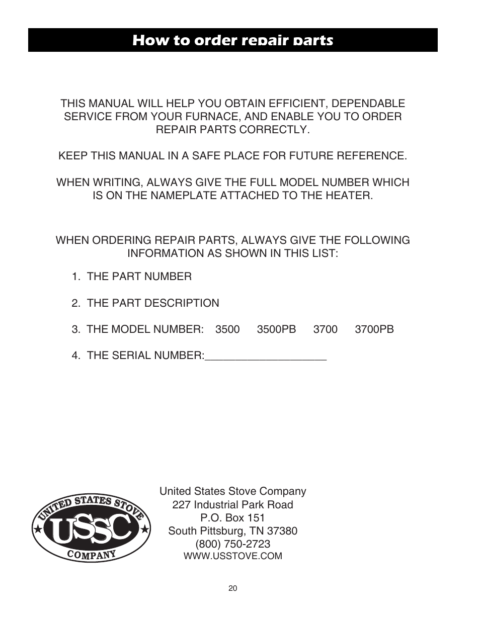 Cs s u | United States Stove Company 3700 User Manual | Page 20 / 20