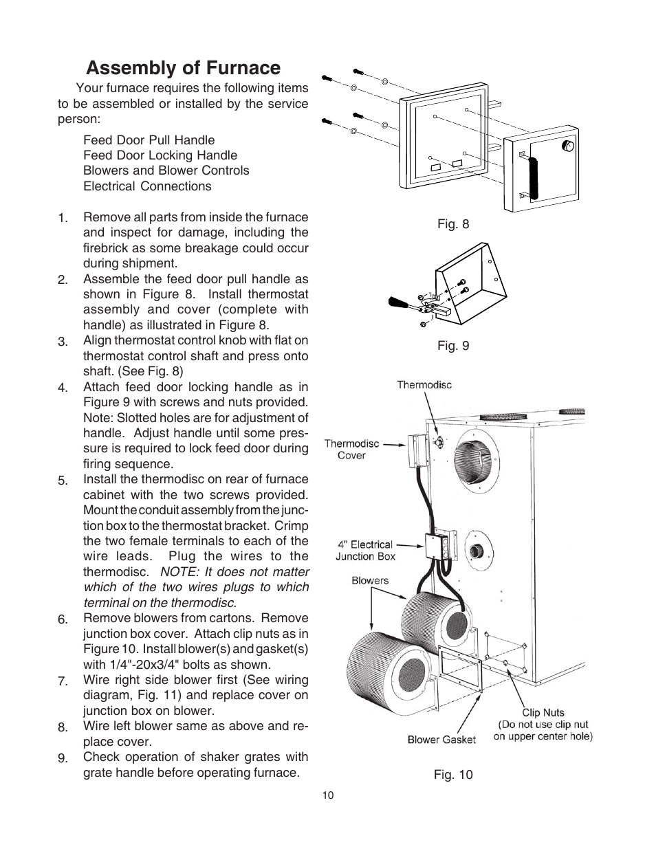 Assembly of furnace | United States Stove Company 1500 User Manual | Page 10 / 24