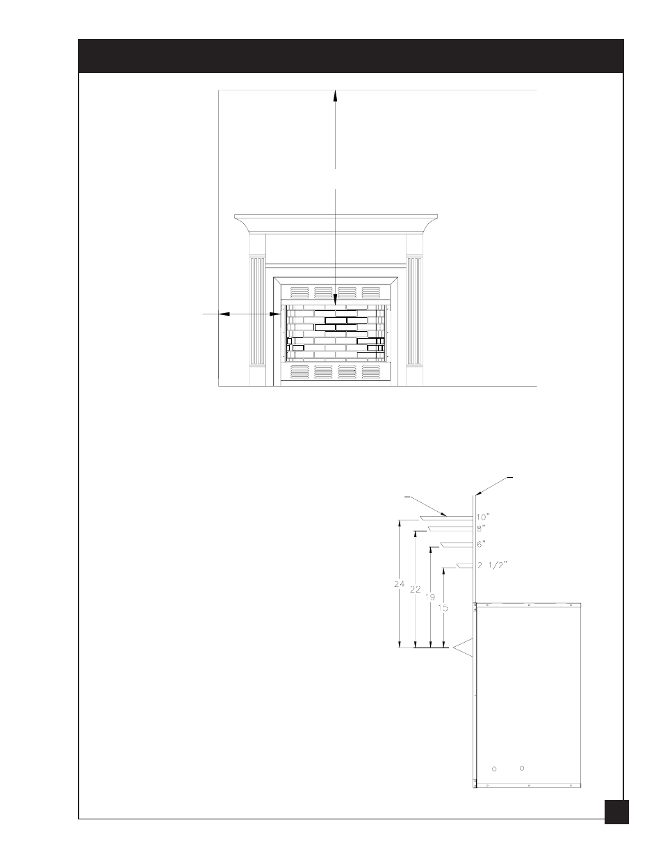 Installation, Mantel clearances for built-in installation | United States Stove Company VFZC32L User Manual | Page 11 / 32
