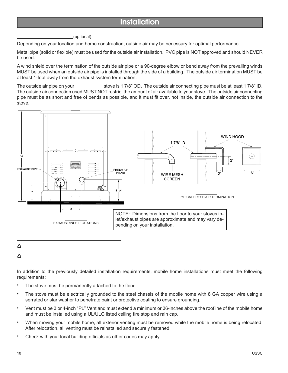 Installation | United States Stove Company 5500M User Manual | Page 10 / 20