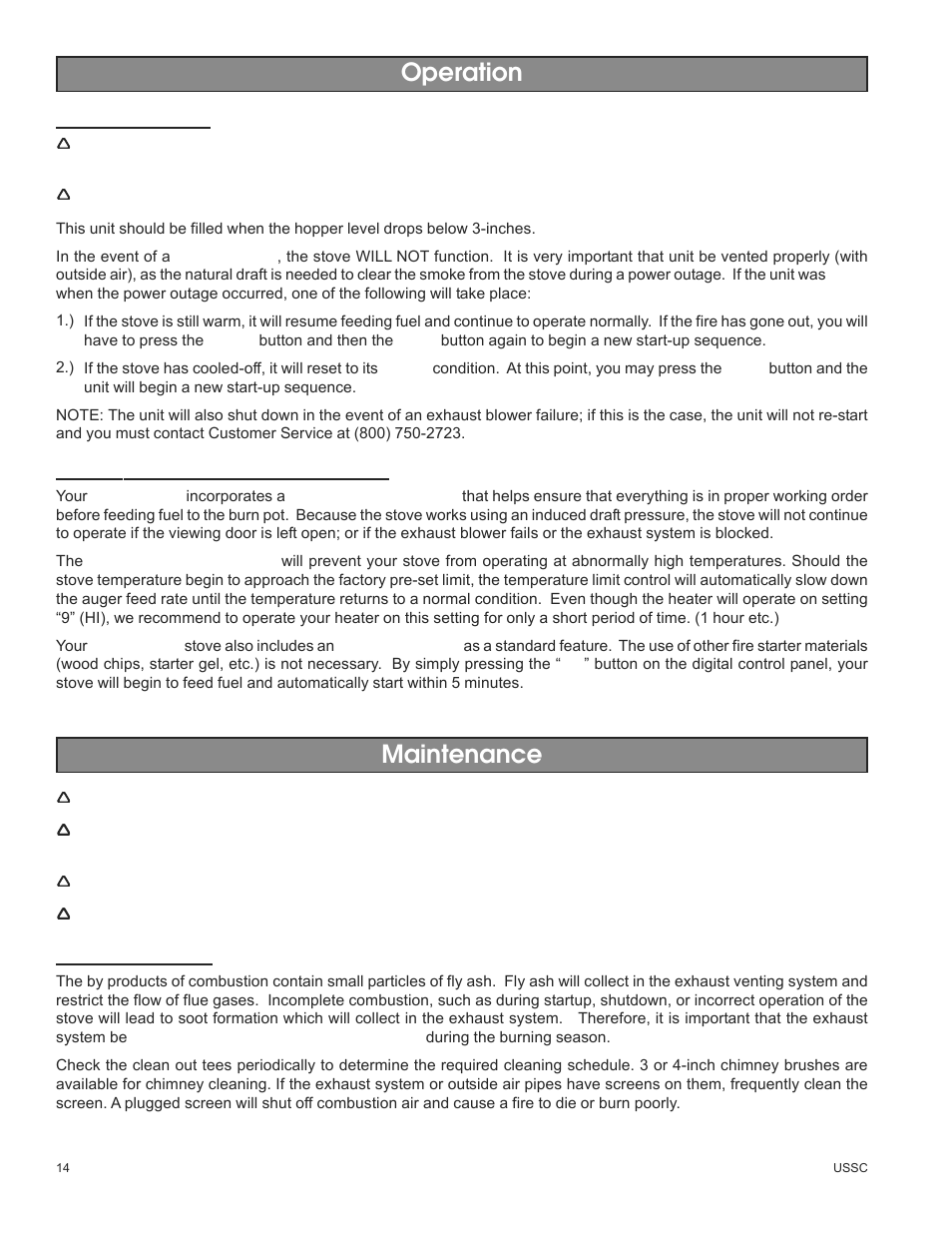 Maintenance operation | United States Stove Company 5500M User Manual | Page 14 / 20