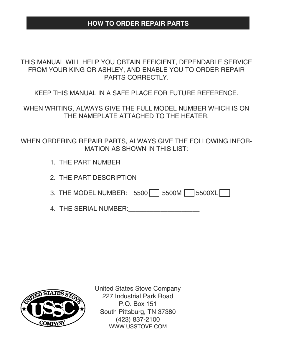 Cs s u | United States Stove Company 5500M User Manual | Page 20 / 20