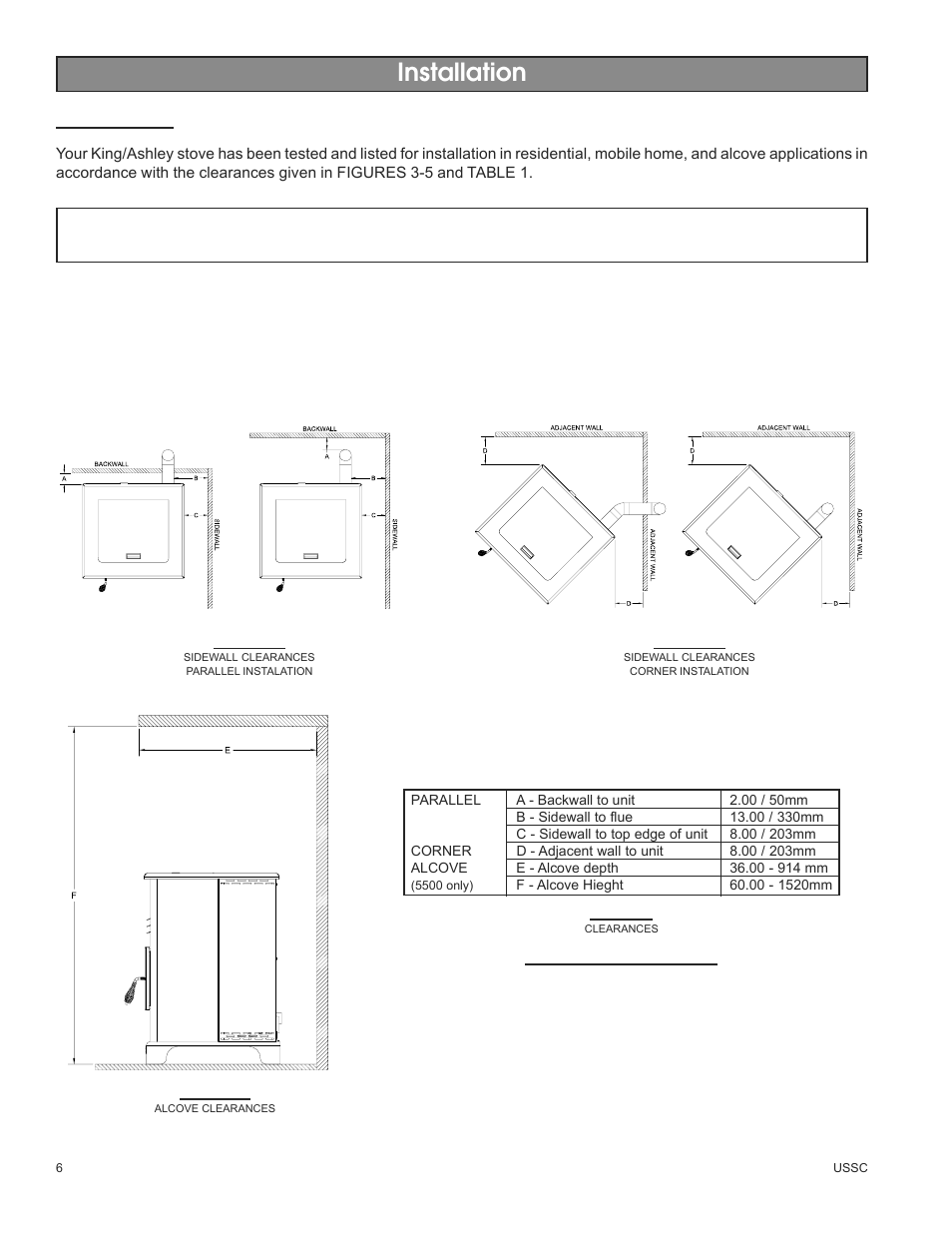 Installation | United States Stove Company 5500M User Manual | Page 6 / 20