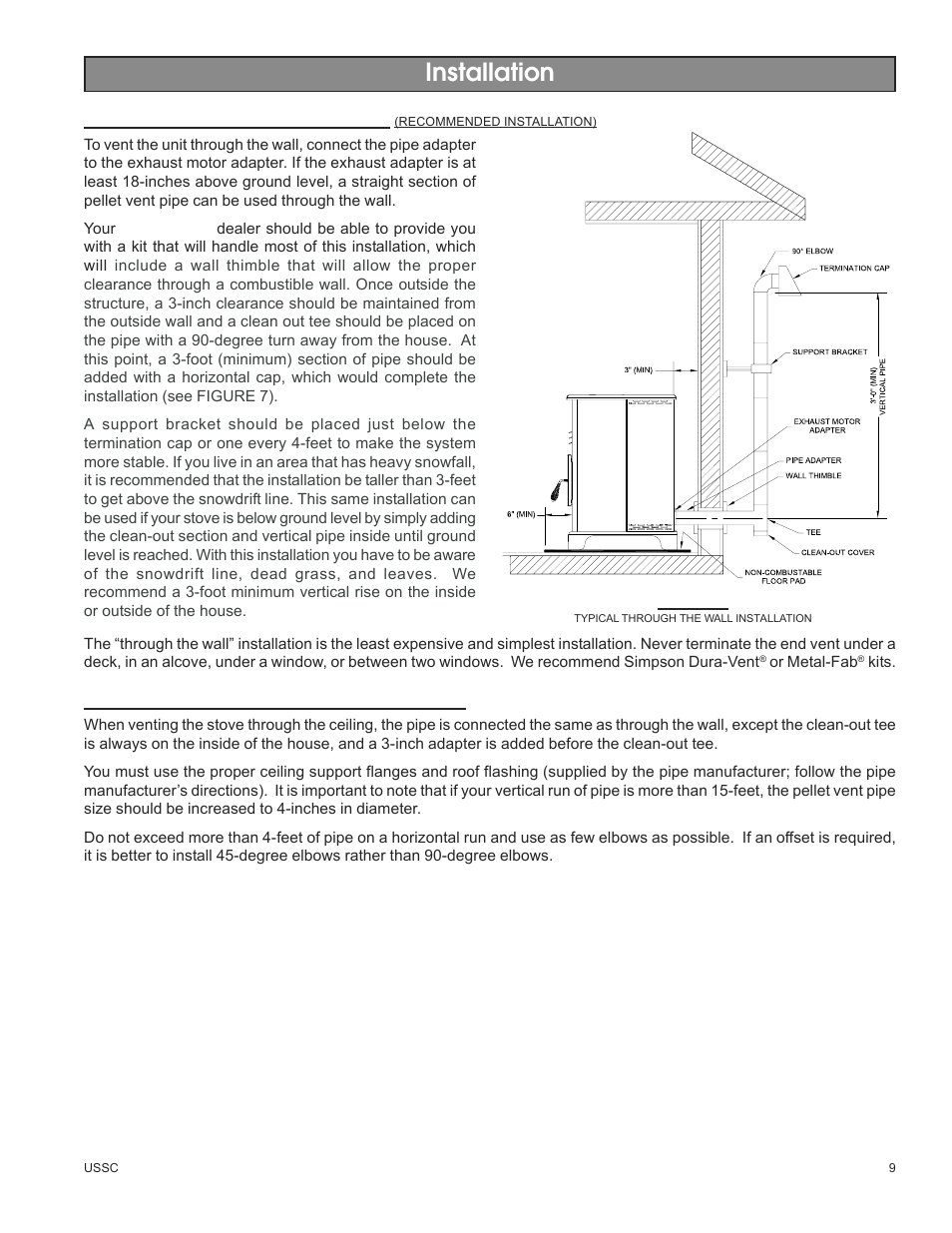 Installation | United States Stove Company 5500M User Manual | Page 9 / 20