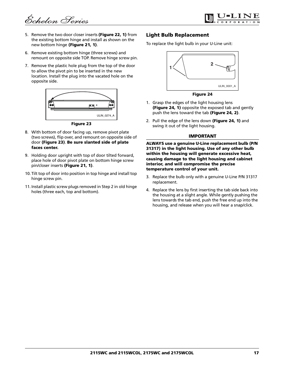 U-Line 2115WC User Manual | Page 17 / 24