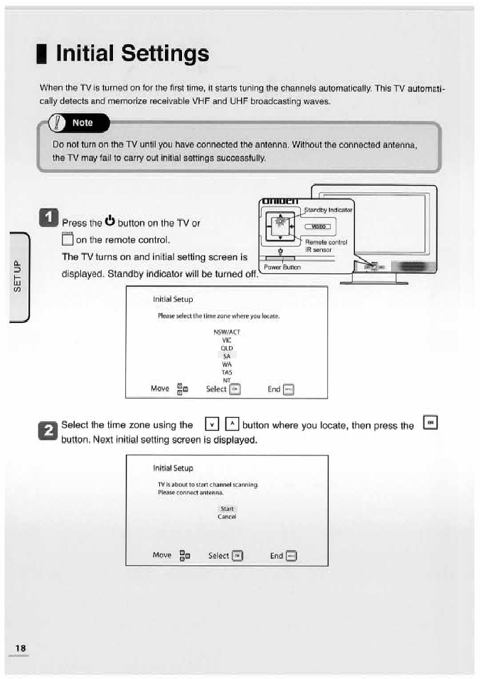 I initial settings, Initial sellings, Initial settings | Uniden TL32TX1-AW User Manual | Page 18 / 60