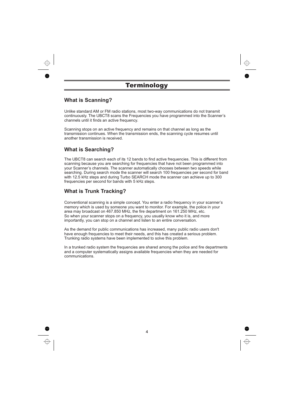 Terminology | Uniden UBCT8 User Manual | Page 8 / 68