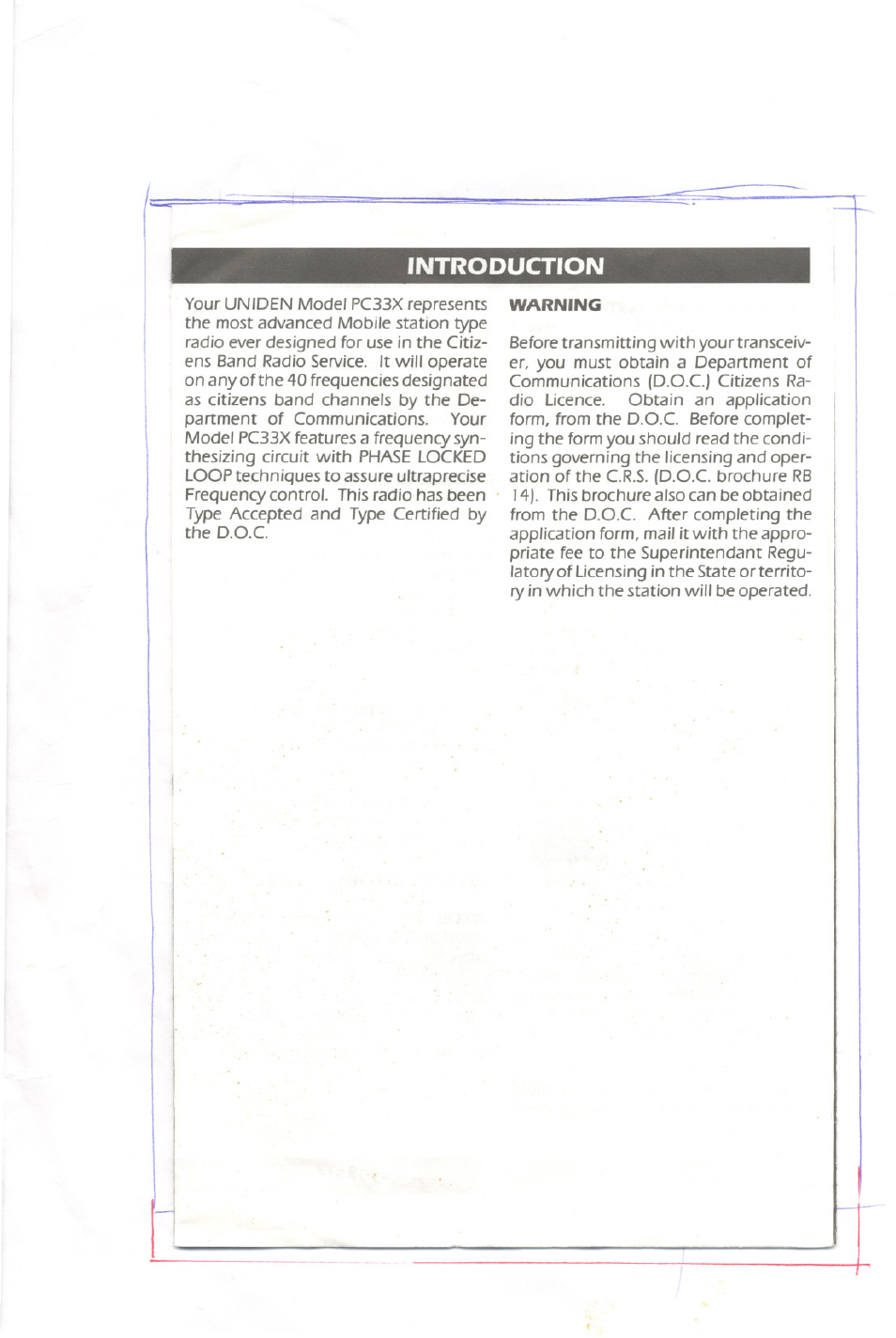 Introduction | Uniden PC33X User Manual | Page 2 / 8