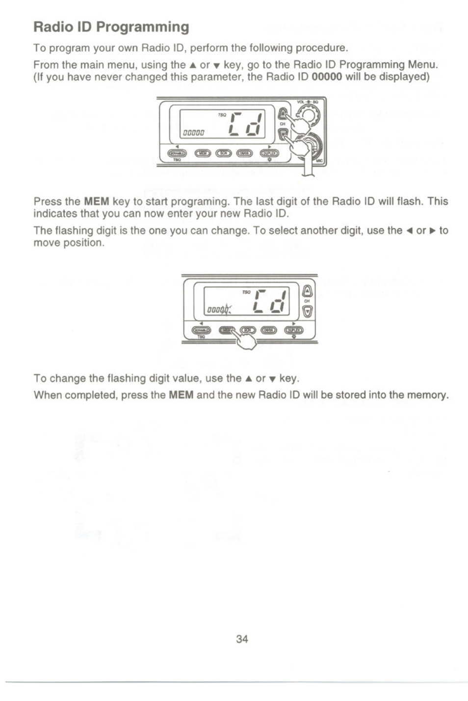 Radio id programming | Uniden UH-100 User Manual | Page 35 / 52