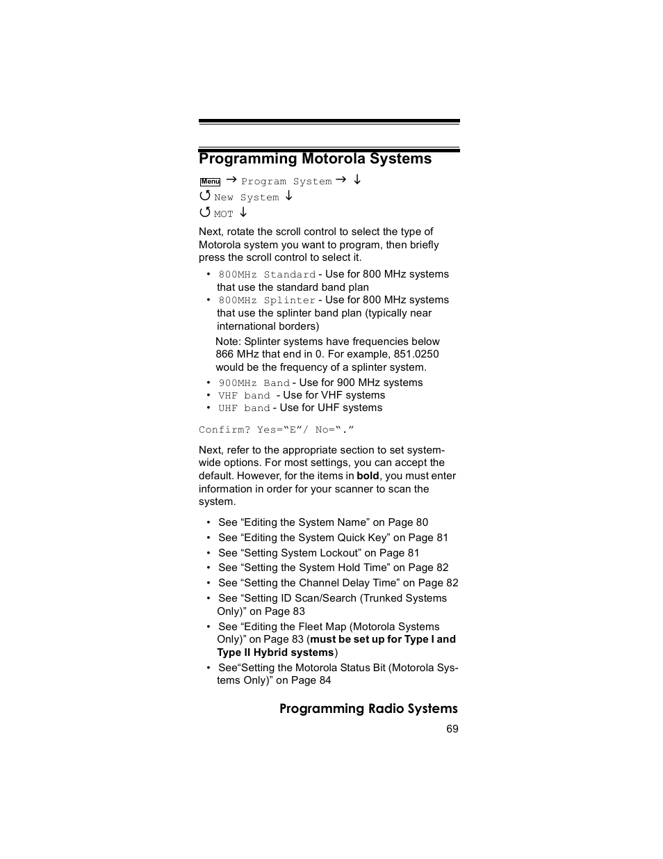 Programming motorola systems | Uniden BR330T User Manual | Page 69 / 156