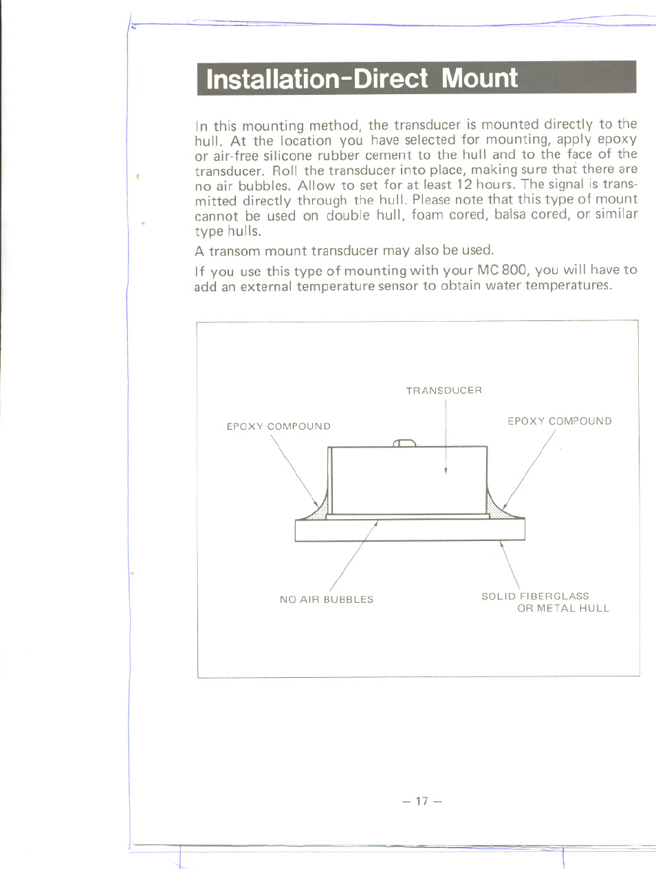 Installation-direct mount | Uniden MC 800 User Manual | Page 20 / 42