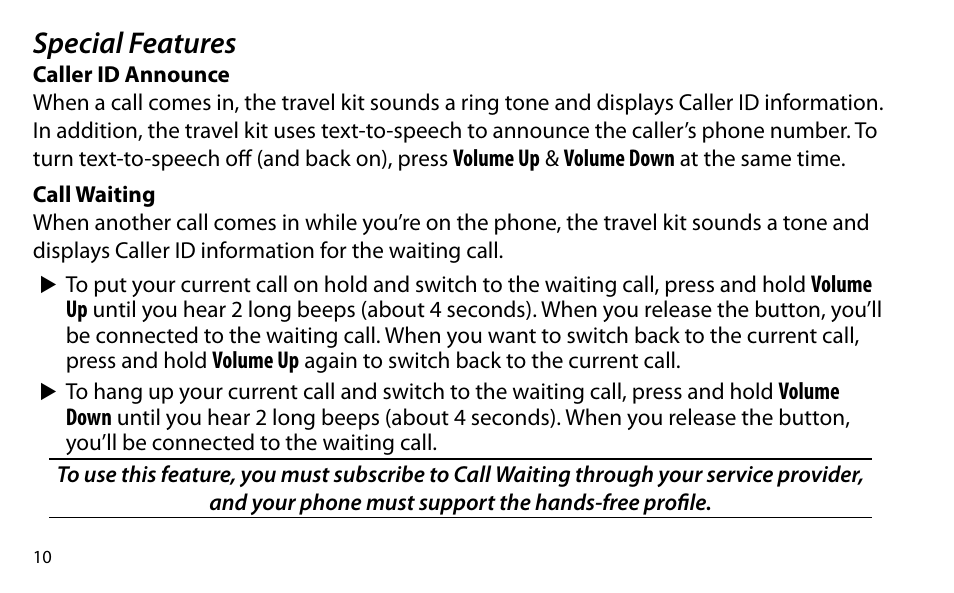 Special features | Uniden BTSC1500 User Manual | Page 10 / 20