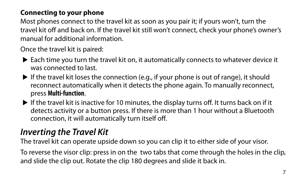 Inverting the travel kit | Uniden BTSC1500 User Manual | Page 7 / 20