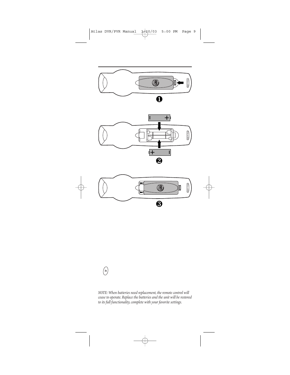 Installing batteries | Universal Electronics Atlas CABLE 4 User Manual | Page 9 / 36