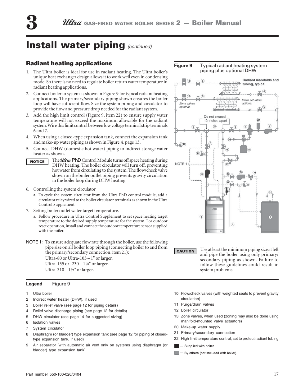 Install water piping, 2 — boiler manual | Ultra electronic -155 User Manual | Page 17 / 44