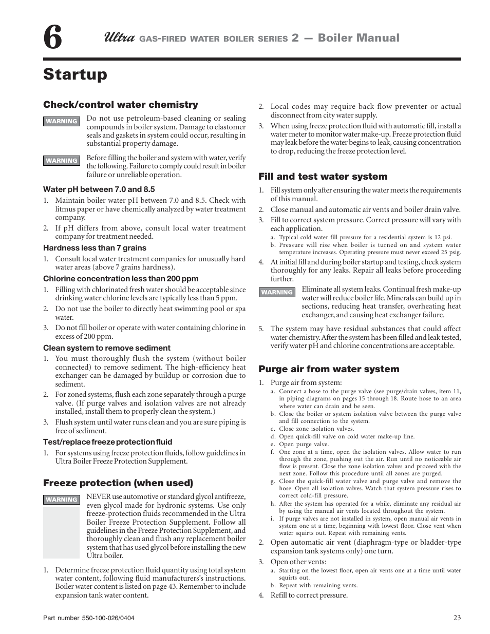 Startup, 2 — boiler manual | Ultra electronic -155 User Manual | Page 23 / 44