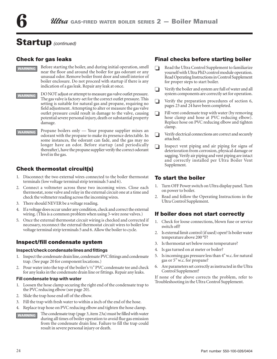 Startup, 2 — boiler manual | Ultra electronic -155 User Manual | Page 24 / 44