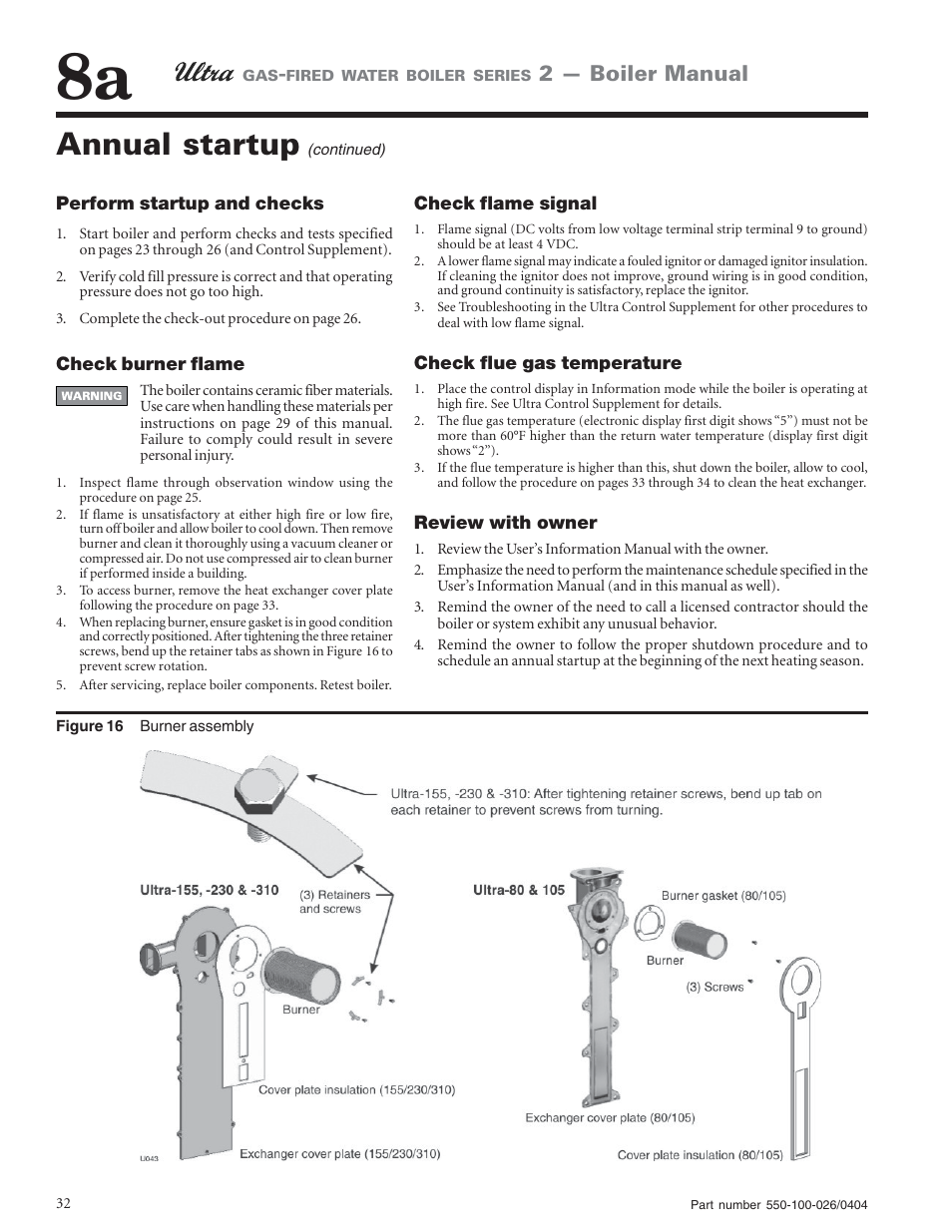 Annual startup, 2 — boiler manual | Ultra electronic -155 User Manual | Page 32 / 44