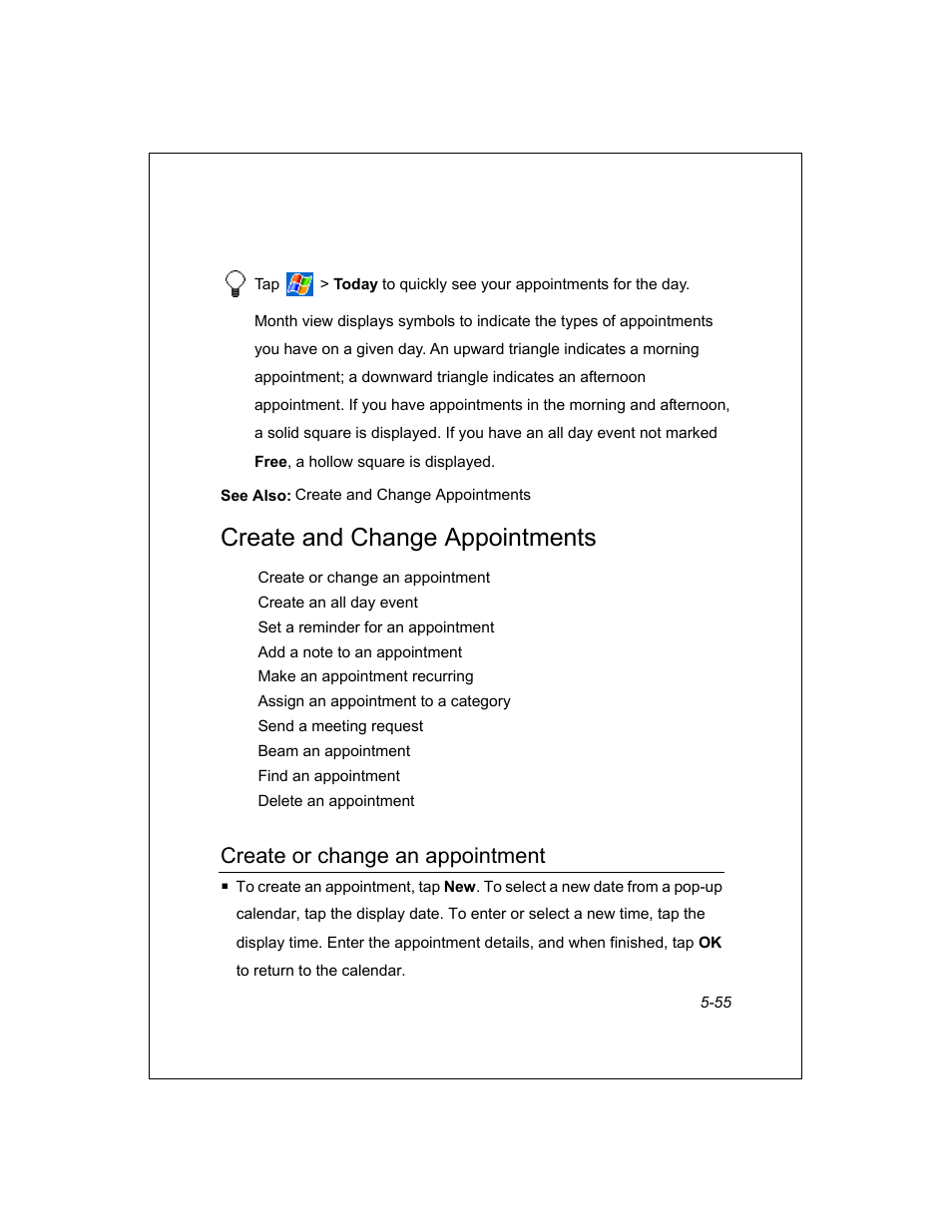 Create and change appointments, Create or change an appointment | Unitech PA950 User Manual | Page 55 / 204