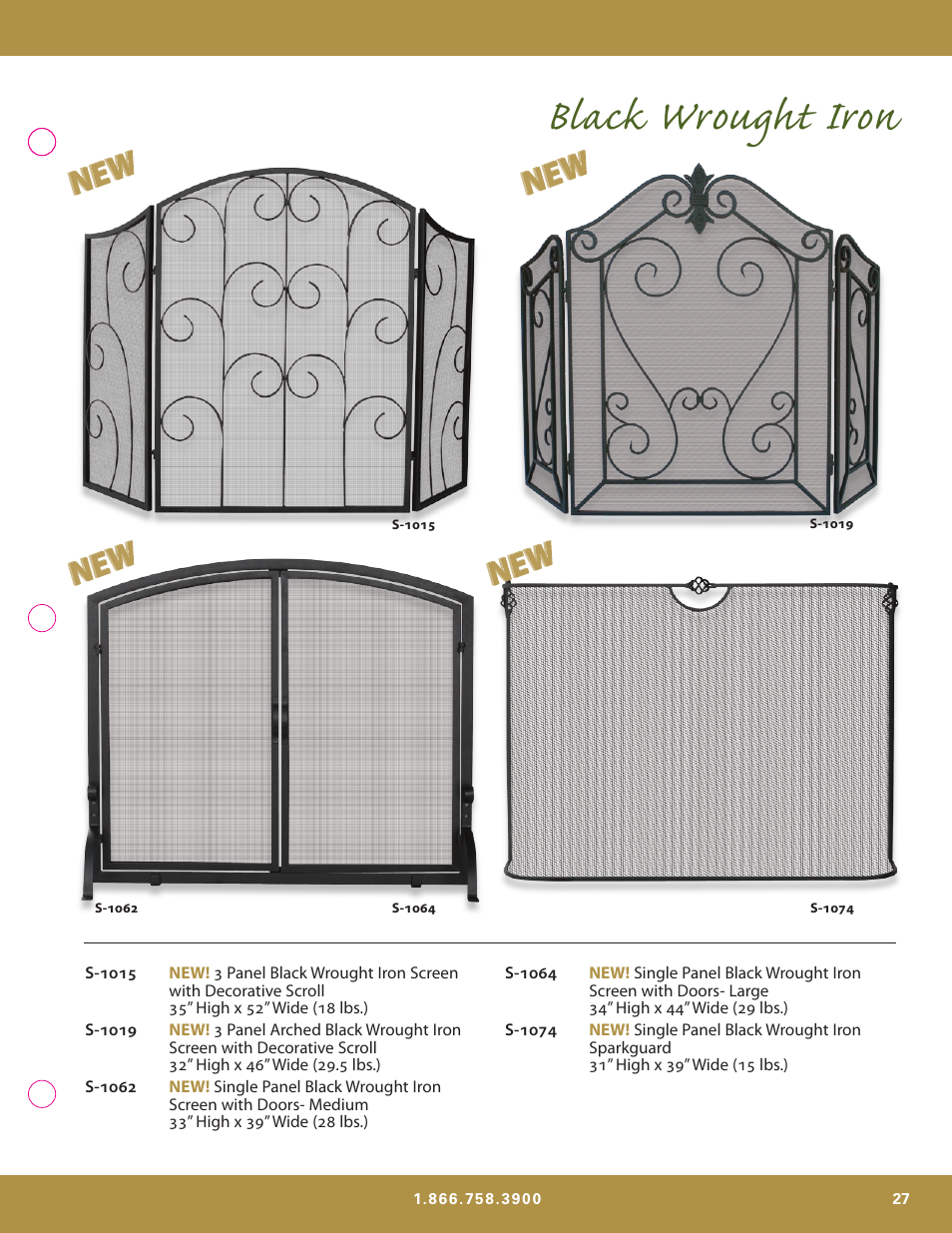 Black wrought iron | Uniflame S-7700 User Manual | Page 27 / 80