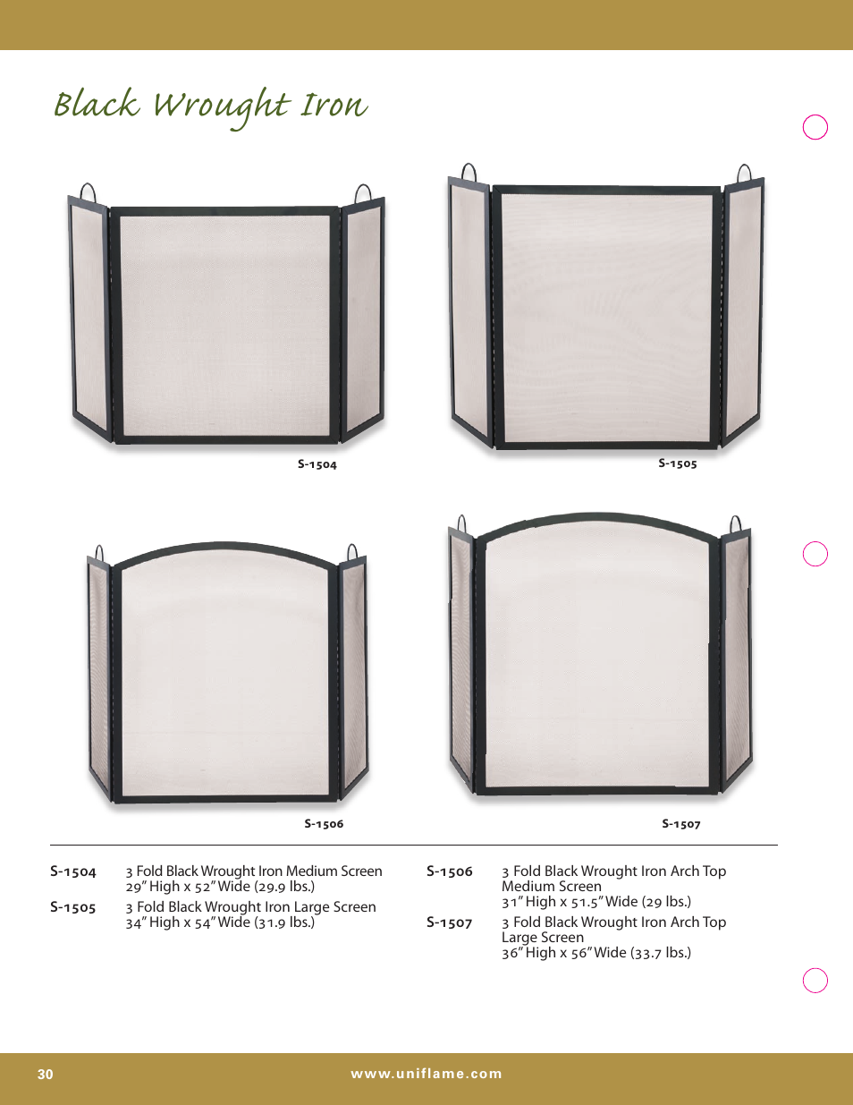 Black wrought iron | Uniflame S-7700 User Manual | Page 30 / 80