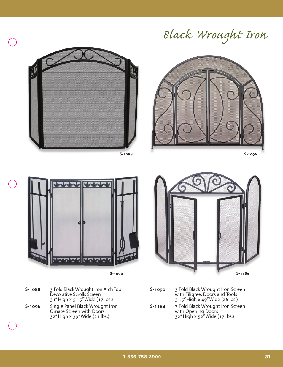 Black wrought iron | Uniflame S-7700 User Manual | Page 31 / 80