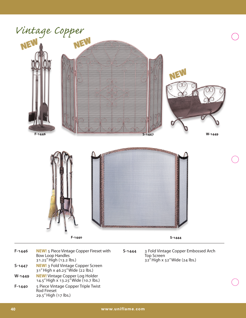 Vintage copper | Uniflame S-7700 User Manual | Page 40 / 80