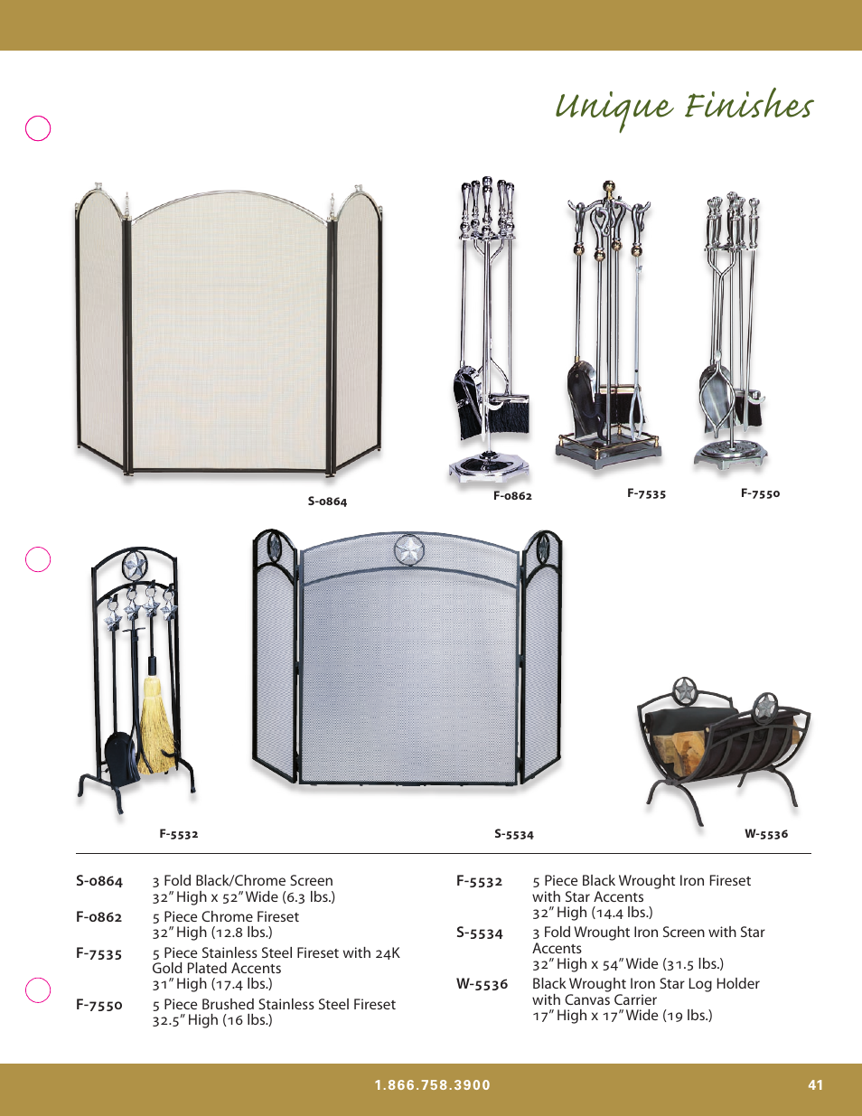 Unique finishes | Uniflame S-7700 User Manual | Page 41 / 80