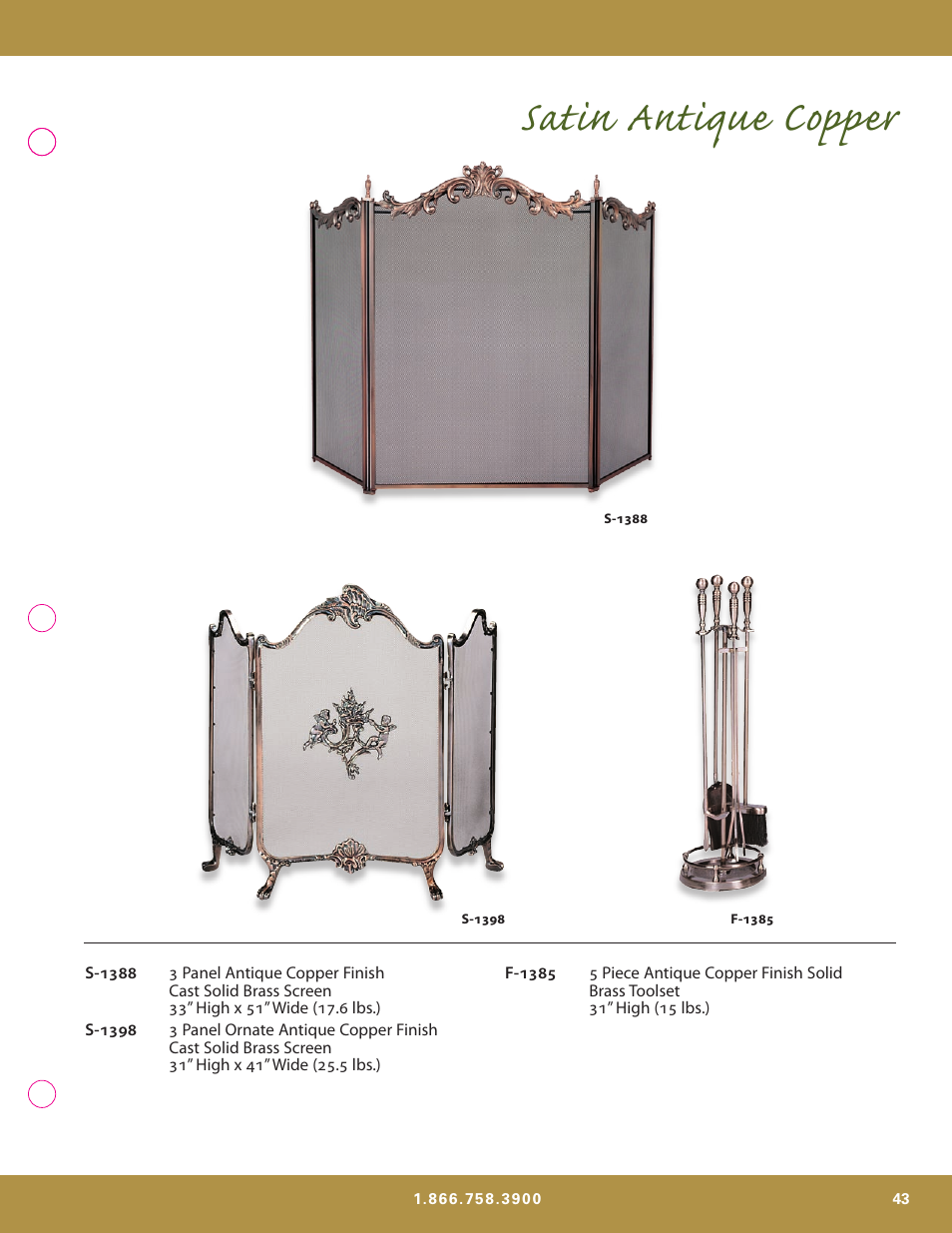 Satin antique copper | Uniflame S-7700 User Manual | Page 43 / 80