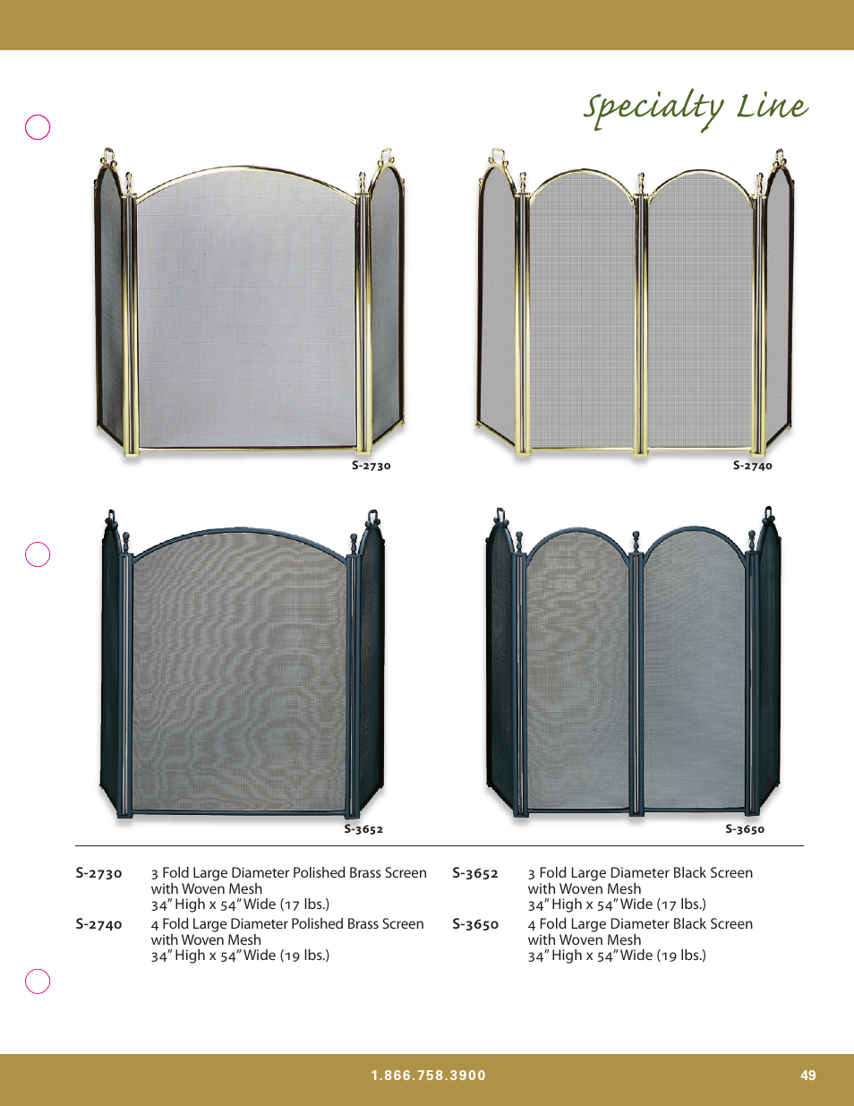 Specialty line | Uniflame S-7700 User Manual | Page 49 / 80