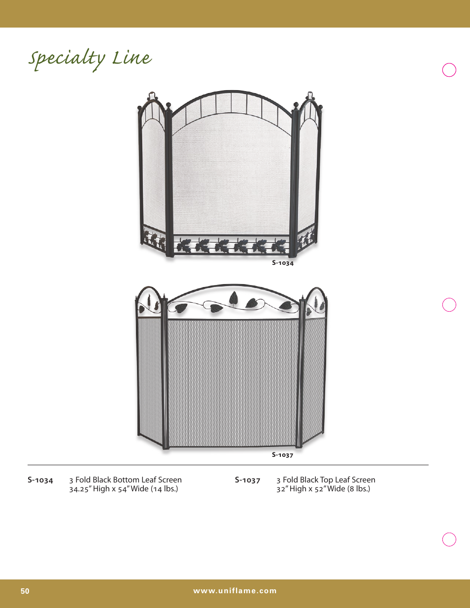 Specialty line | Uniflame S-7700 User Manual | Page 50 / 80