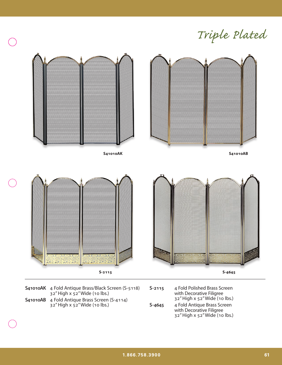 Triple plated | Uniflame S-7700 User Manual | Page 61 / 80