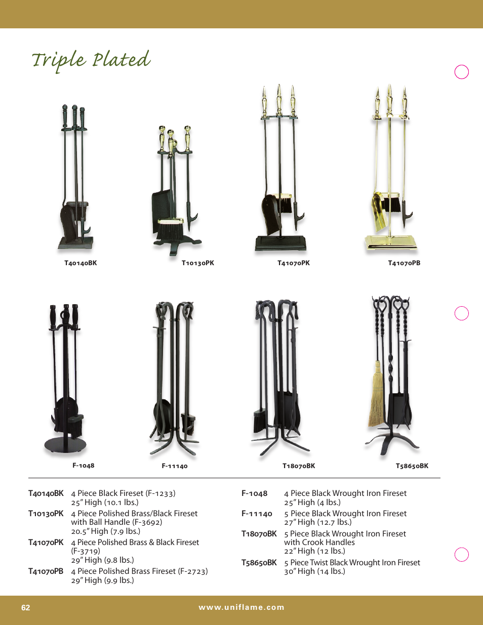 Triple plated | Uniflame S-7700 User Manual | Page 62 / 80