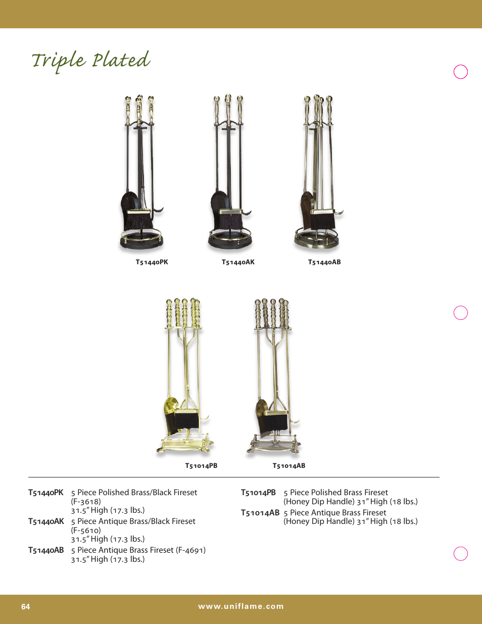 Triple plated | Uniflame S-7700 User Manual | Page 64 / 80