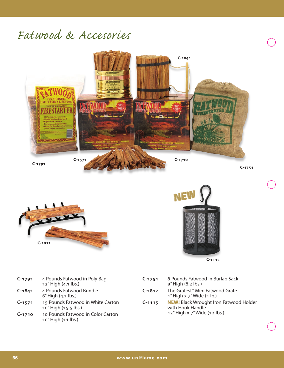 Fatwood & accesories | Uniflame S-7700 User Manual | Page 66 / 80