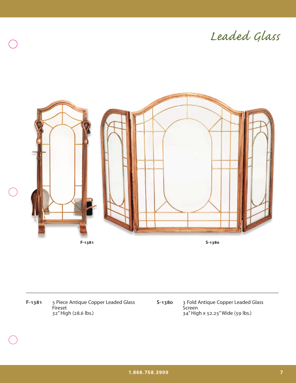 Leaded glass | Uniflame S-7700 User Manual | Page 7 / 80