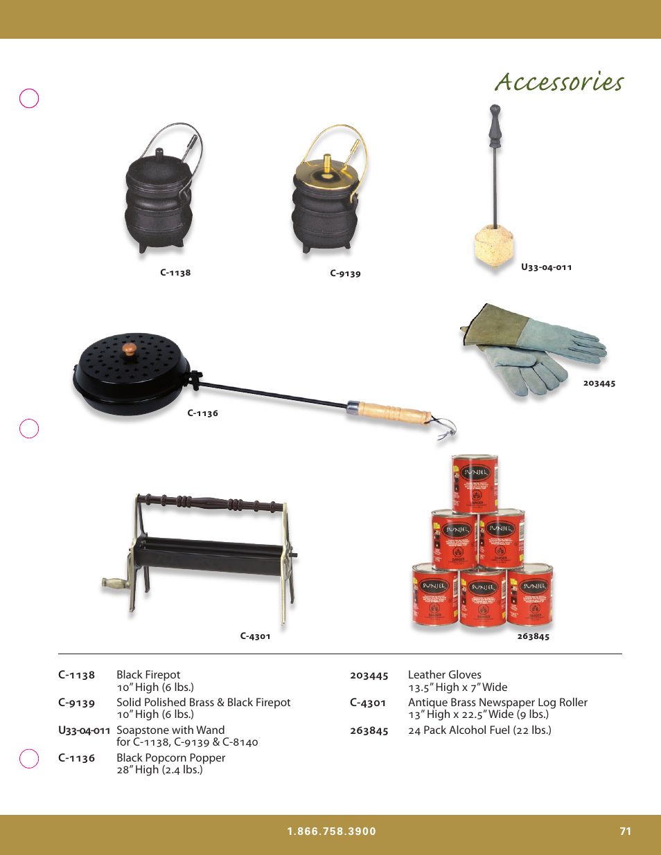 Accessories | Uniflame S-7700 User Manual | Page 71 / 80