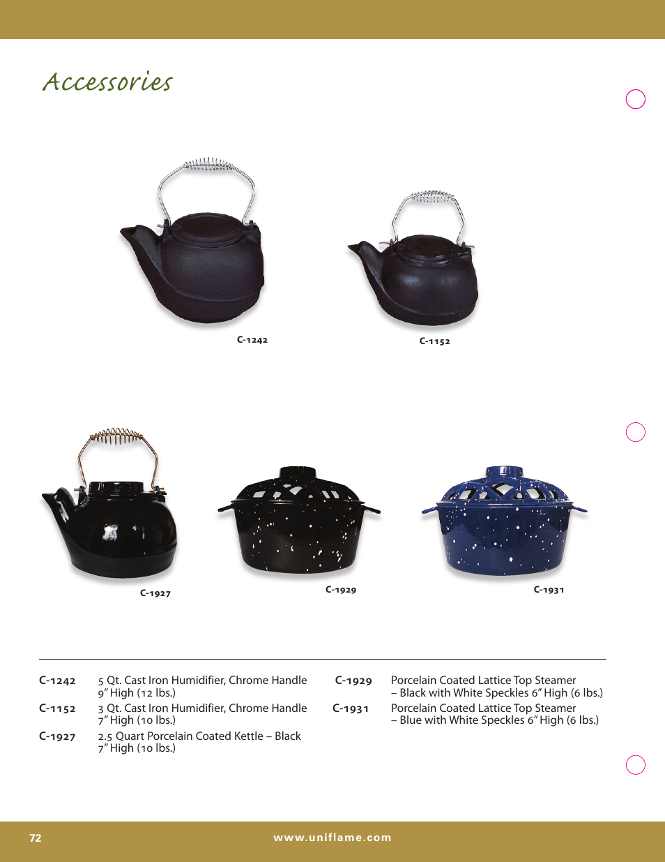 Accessories | Uniflame S-7700 User Manual | Page 72 / 80