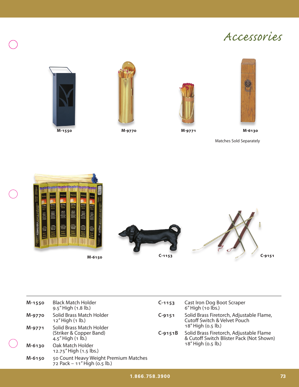 Accessories | Uniflame S-7700 User Manual | Page 73 / 80