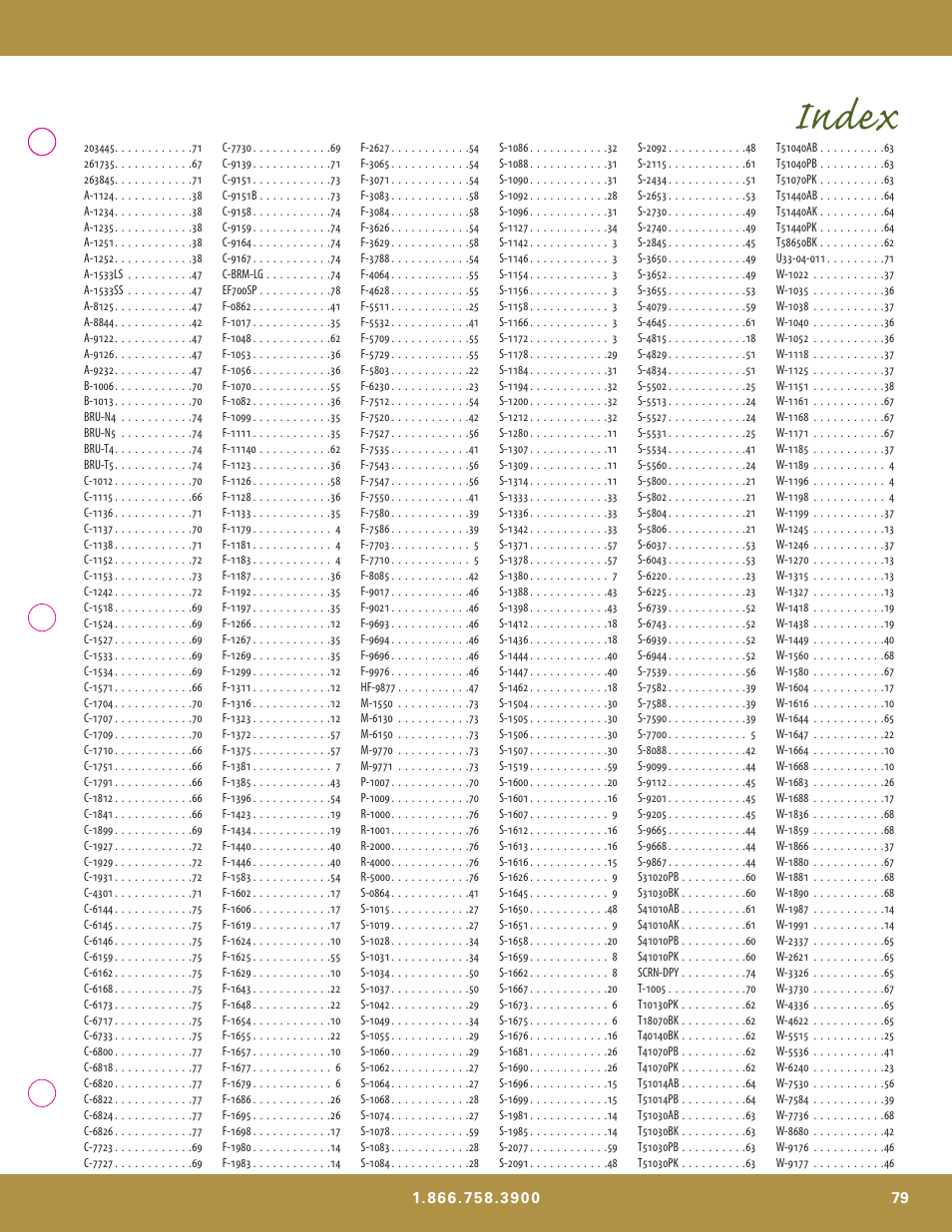 Index | Uniflame S-7700 User Manual | Page 79 / 80