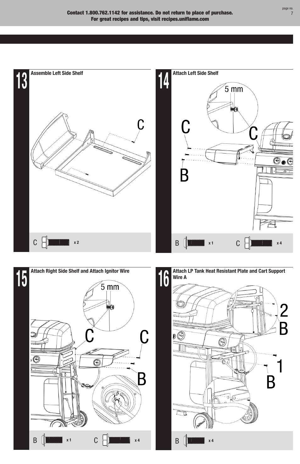 Uniflame GBC920W1 User Manual | Page 7 / 28