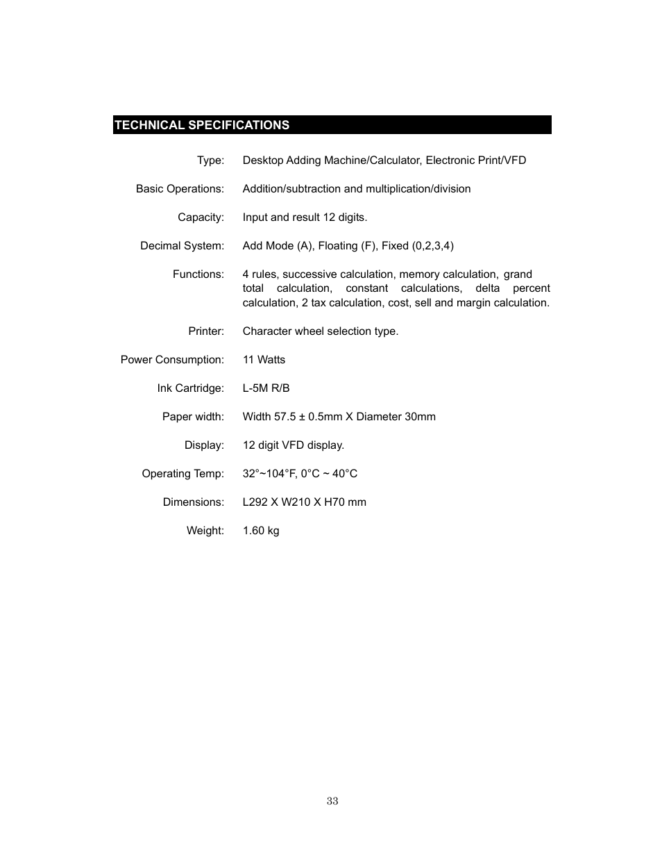 Victor 1280-7 USB User Manual | Page 33 / 33
