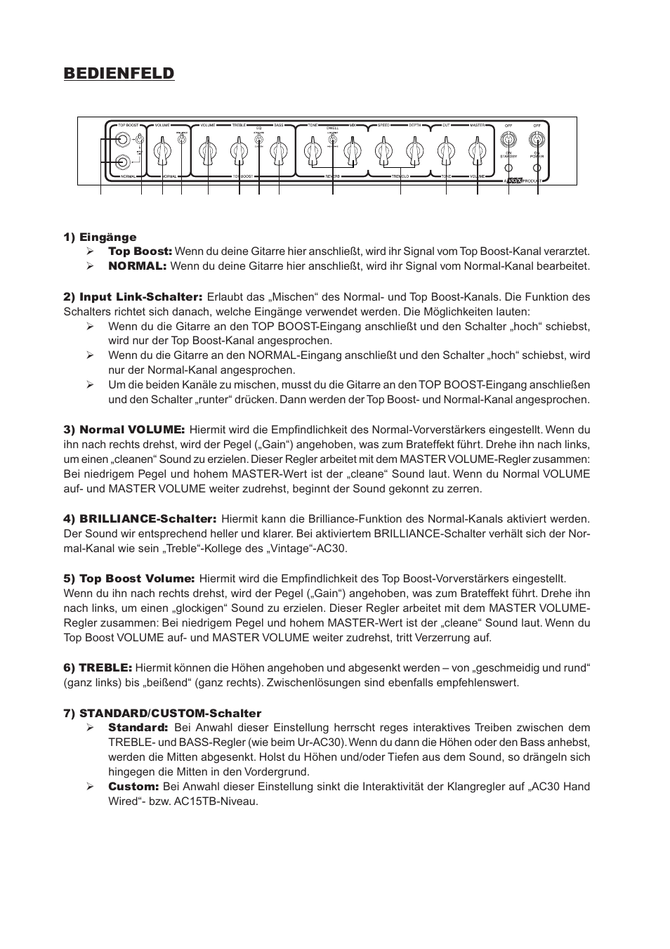 Bedienfeld | Vox AC30CC2X User Manual | Page 26 / 41