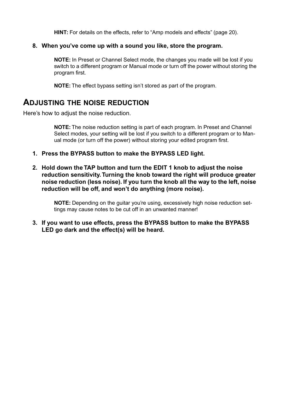Adjusting the noise reduction | Vox AD100VT-XL User Manual | Page 16 / 35