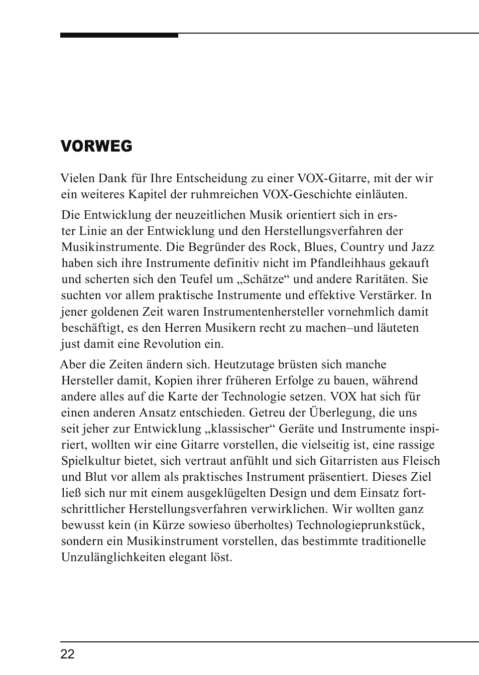 Vorweg | Vox VIRAGE VGSC User Manual | Page 24 / 43