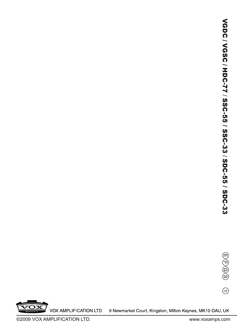 Vox VIRAGE VGSC User Manual | Page 43 / 43